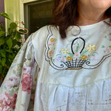 Embroidered Flowy Babydoll Dress, Floral Embroidered Mini Dress/Tunic