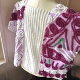 Boho Short Sleeve Floral Upcycled Chenille Cardigan
