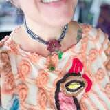 OOAK Boho Bandana Flower Power Charm Necklace