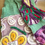 Purple Floral Peacock Vintage Chenille Patchwork Scarf