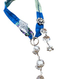 OOAK Boho Bandana Rhinestone Charm Necklace