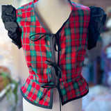 Shannon Plaid Bow Vest