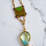 Repurposed Vintage French Charm Gemstone Necklace