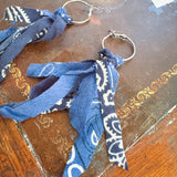 Repurposed Vintage Bandana Fringe Hoop Earrings