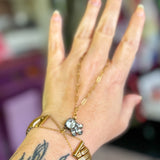 Vintage Watch Band Hand Chain Bracelet – Unique Upcycled Jewelry for Boho Style