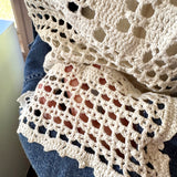 Embroidered Up-Cycled Jean Jacket| Crochet Cutout Back