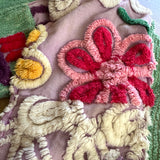 Purple Floral Peacock Vintage Chenille Patchwork Scarf