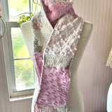Pink Floral Vintage Chenille Patchwork Scarf