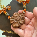 Boho Bandana Flower Necklace One of a Kind