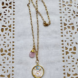 Floral Vintage Embroidered Charm Necklace, Handmade Sentimental Jewelry