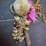 Boho Skeleton Key Bird Charm Necklace