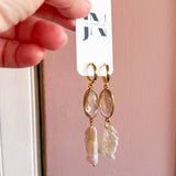 Gold and Pearl Upcycled Vintage Hoop Earrings