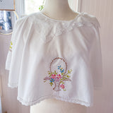Embroidered Capelet | White Floral Shrug