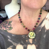 Colorful Eclectic Beaded Gemstone Charm Necklace