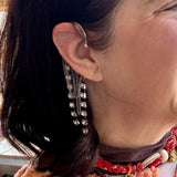 Statement Upcycled Vintage Silver Rhinestone  Ear Cuff