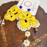 Yellow Floral Colorful Dangle Earrings