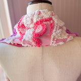 Repurposed Pink Floral Vintage Chenille Patchwork Scarf