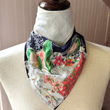 One of a Kind Vintage Patchwork Bandana Scarf | Shabby Chic Head Scarf | Upcycled Boho Neckerchief