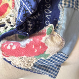 One of a Kind Vintage Patchwork Bandana Scarf | Shabby Chic Head Scarf | Upcycled Boho Neckerchief