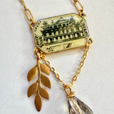 Paris Charm Necklace, Repurposed Vintage French Charm Pendant Necklace