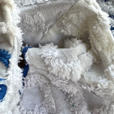 Blue and White Chenille Infinity Scarf