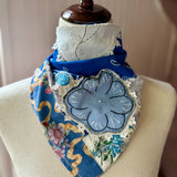 One of a Kind Vintage Patchwork Bandana Scarf | Shabby Chic Head Scarf | Upcycled Boho Neckerchief