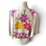 Boho Shawl Collar Bell Sleeve Floral Jacket | Upcyled Chenille Cardigan Coat