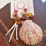 Shell Whimsical Asymmetrical Dangle Earrings