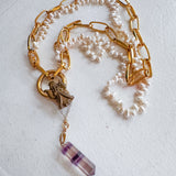 Angel Pendant Pearl Layered Necklace