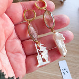 Gold and Pearl Upcycled Vintage Hoop Earrings