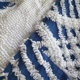 Blue and White Vintage Chenille Patchwork Scarf