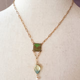 Repurposed Vintage French Charm Gemstone Necklace