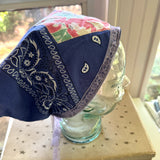 One of a Kind Vintage Patchwork Bandana Scarf | Shabby Chic Head Scarf | Upcycled Boho Neckerchief