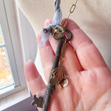 Boho Skeleton Key Chicken Charm Necklace