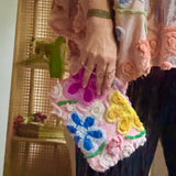 Vintage Repurposed Floral Fabric Clutch Handbag