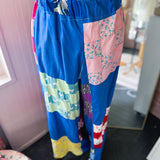 Wide Leg Cropped Patchwork Pants, One Size Loungewear Pants