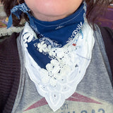 Western Boho Repurposed Shabby Chic Vintage Bandana Head Scarf