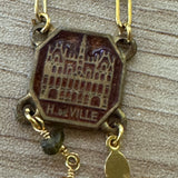 Repurposed Vintage French Charm Gemstone Necklace