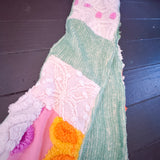 Repurposed Vintage Chenille Multi Colored Patchwork Scarf