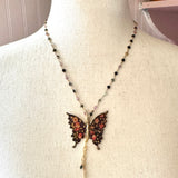 Whimsical Butterfly Charm Necklace, Gemstone Chain Necklace