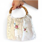 Repurposed Vintage Floral Embroidered Market Top- Handle Handbag