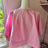 Pink Gingham Blouse, Boxy Top, Loose Summer Shirt
