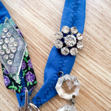 OOAK Boho Bandana Rhinestone Charm Necklace