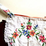 Vintage Repurposed Embroidered Floral Fabric Clutch Handbag