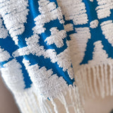 Boho Romantic Blue and White Fringe Strapless Crop Top