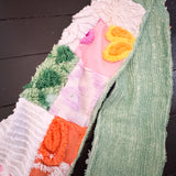 Repurposed Vintage Chenille Multi Colored Patchwork Scarf