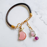 Western Braided Leather Charm Bracelet