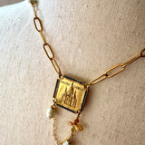Paris Charm Necklace, Repurposed Vintage French Charm Pendant Necklace
