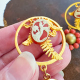 Whimsical Cameo Floral Dangle Earrings