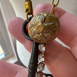 Boho Skeleton Key Bird Charm Necklace